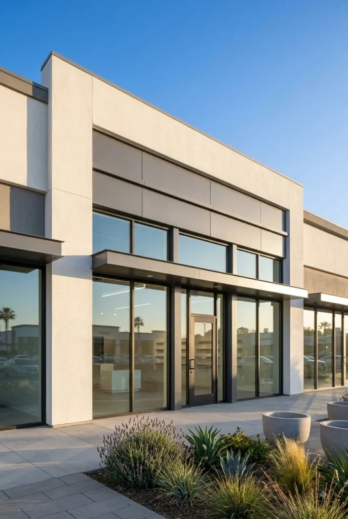 Finished retail storefront tenant improvement build-out in Orange County, California
